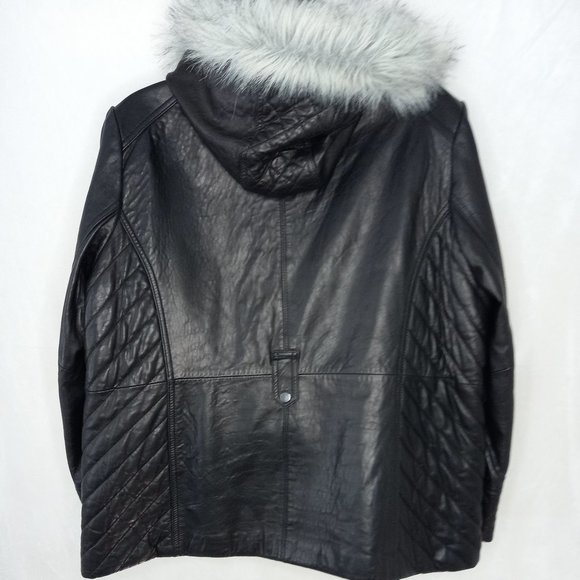 Wilsons Dark Brown Leather Hooded Winter Jacket Coat (3X) - Picture 2 of 14